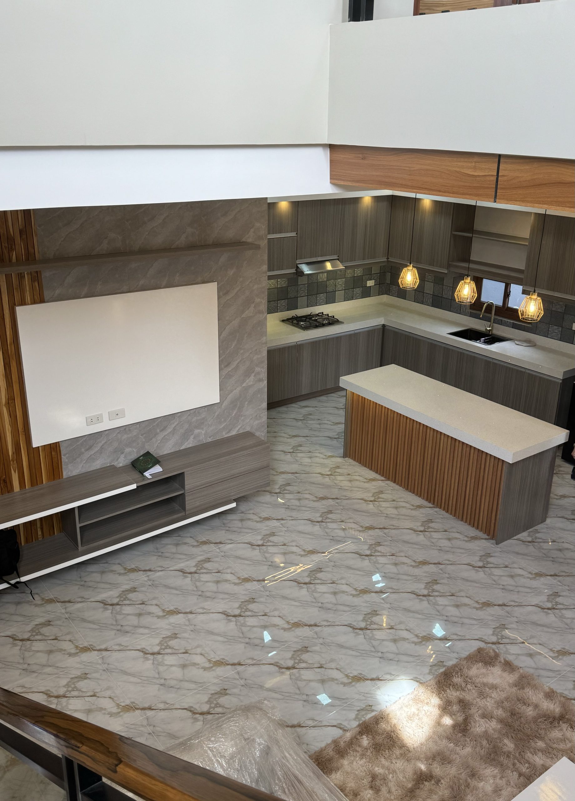 Living area and kitchen